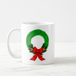 Classic Christmas Wreath with Red Bow コーヒーマグカップ