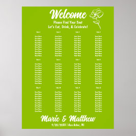Classic Citrus Green Floral Wedding Seating Chart ポスター