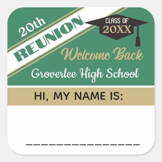 Classic Class Reunion Name tag Sticker スクエアシール (正面)