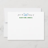 Classic Clouds Forest Green Name Nursery Note Card 招待状 (正面)