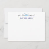 Classic Clouds Navy Blue Name Nursery Note Card 招待状 (正面)