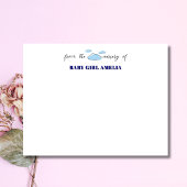 Classic Clouds Navy Blue Name Nursery Note Card 招待状