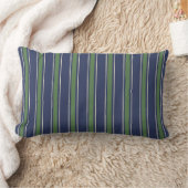 Classic Coastal Cabana Stripe Navy & Moss Green ランバークッション (ブランケット)