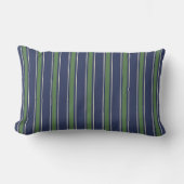 Classic Coastal Cabana Stripe Navy & Moss Green ランバークッション (正面)