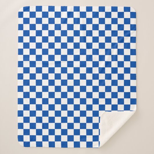 Classic cobalt blue checkerboard シェルパブランケット (正面)