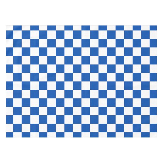 Classic cobalt blue checkerboard テーブルクロス (正面(横))