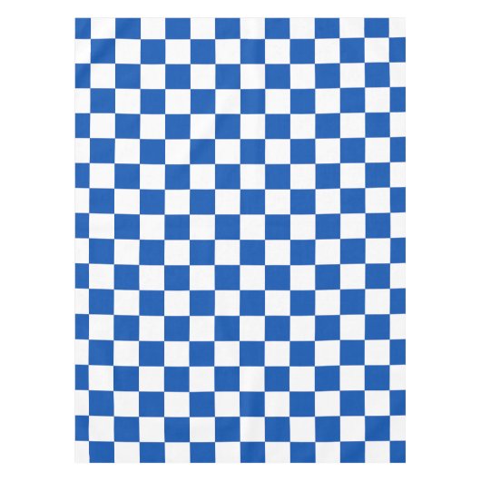 Classic cobalt blue checkerboard テーブルクロス (正面)