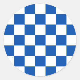 Classic cobalt blue checkerboard ラウンドシール