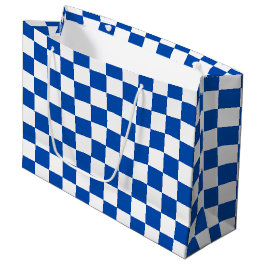 Classic cobalt blue checkerboard ラージペーパーバッグ