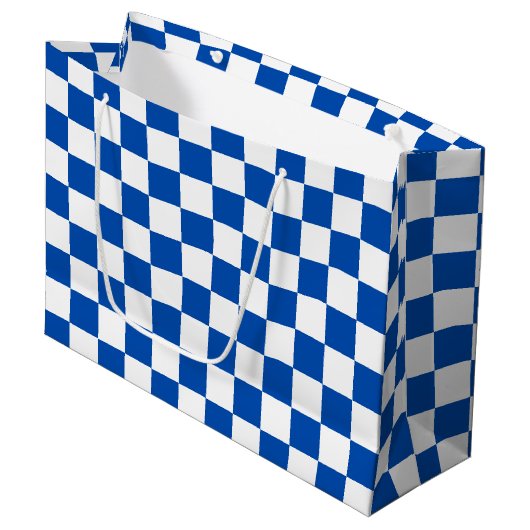 Classic cobalt blue checkerboard ラージペーパーバッグ (正面アングル)