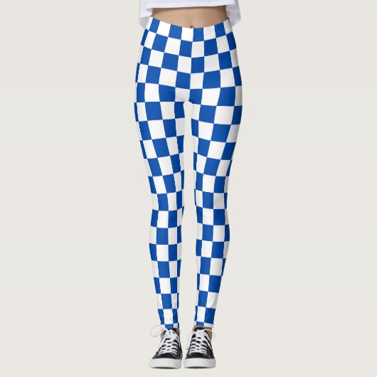 Classic cobalt blue checkerboard レギンス (正面)