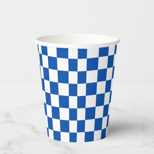 Classic cobalt blue checkerboard 紙コップ (右)