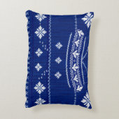 Classic Cobalt Blue & White Nordic Snowflake Knitt アクセントクッション (裏面(縦))