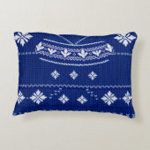 Classic Cobalt Blue & White Nordic Snowflake Knitt アクセントクッション (裏面)