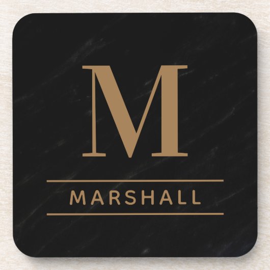 Classic Cognac Tan Personalized Monogram Initial コースター (正面)