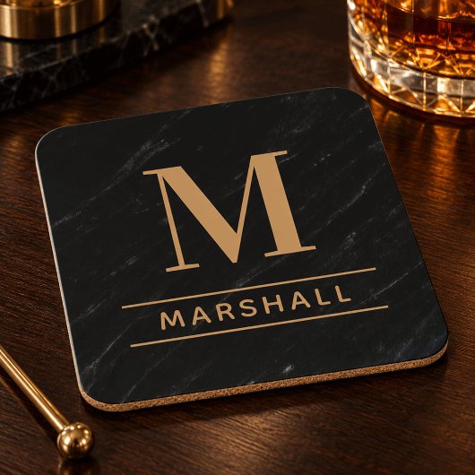 Classic Cognac Tan Personalized Monogram Initial コースター