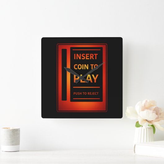 Classic Coin-Op Arcade Wall Clock | Gamer Decor スクエア壁時計 (ホーム)