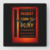 Classic Coin-Op Arcade Wall Clock | Gamer Decor スクエア壁時計 (正面)