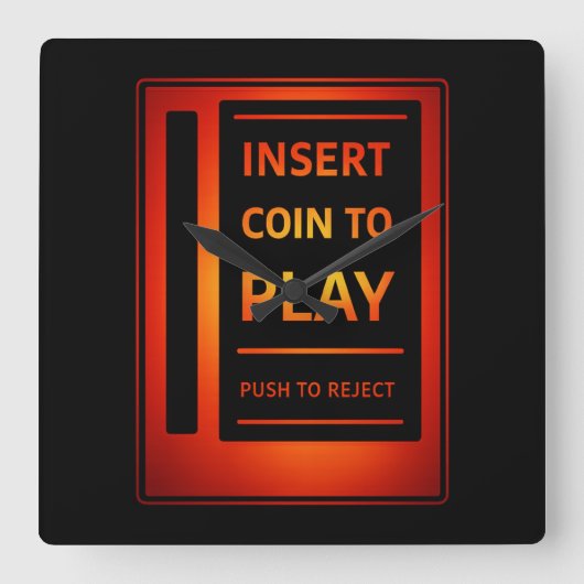 Classic Coin-Op Arcade Wall Clock | Gamer Decor スクエア壁時計 (正面)