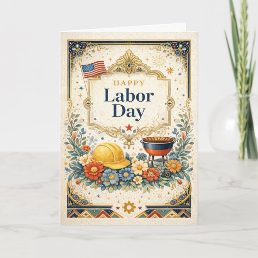 Classic Colorful Happy Labor Day カード (正面)