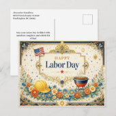Classic Colorful Happy Labor Day シーズンポストカード (正面/裏面)
