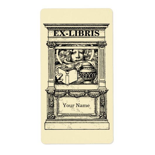 Classic Columns Frame Ex Libris Template ラベル (正面)