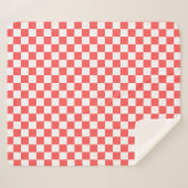 Classic coral red checkerboard シェルパブランケット (正面(横))