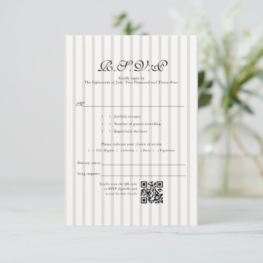 Classic Country Club Stripe QR Code Wedding RSVP (スタンド正面)