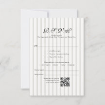 Classic Country Club Stripe QR Code Wedding RSVP