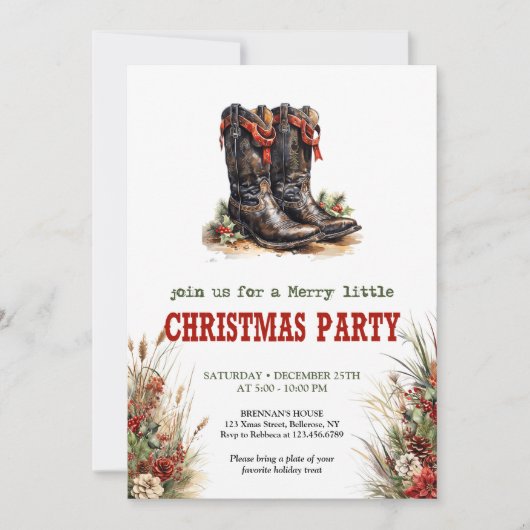 Classic Cowboy Country Christmas Invitation 招待状 (正面)
