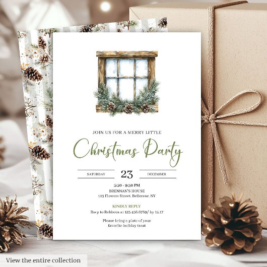 Classic Cozy Boho Neutral Colors Christmas Invite 招待状