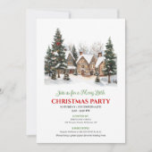 Classic cozy holiday scene Christmas party invite 招待状 (正面)