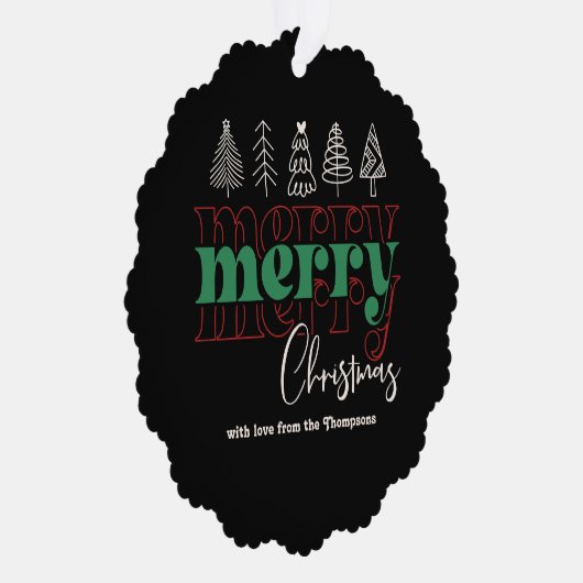 Classic Cozy Scribbles Merry Christmas Keepsake オーナメントカード (右)