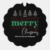 Classic Cozy Scribbles Merry Christmas Keepsake オーナメントカード (正面)