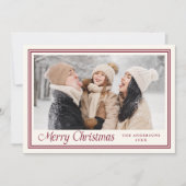 Classic Cranberry Border Merry Christmas Photo シーズンカード (正面)