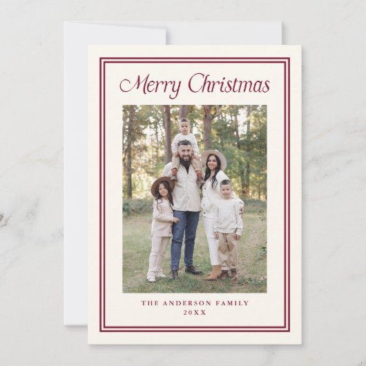 Classic Cranberry Double Border Frame 2 Photo シーズンカード (正面)