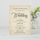 Classic Cream Embossed Floral Wedding Invitation 招待状 (スタンド正面)