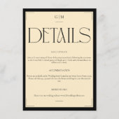 Classic Cream Monogrammed Wedding Information Card エンクロージャーカード (正面)
