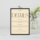 Classic Cream Monogrammed Wedding Information Card エンクロージャーカード (スタンド正面)