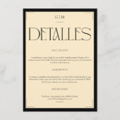 Classic Cream Monogrammed Wedding Information Card エンクロージャーカード (正面)