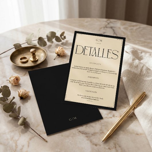 Classic Cream Monogrammed Wedding Information Card エンクロージャーカード