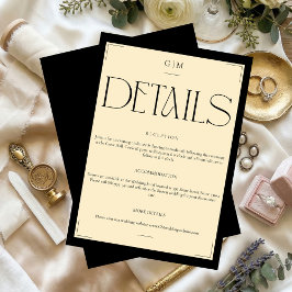 Classic Cream Monogrammed Wedding Information Card エンクロージャーカード