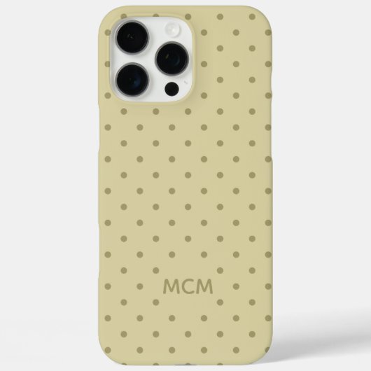 Classic Creamy Beige Custom Monogram Polka Dot Case-Mate iPhoneケース (裏面)