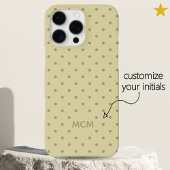 Classic Creamy Beige Custom Monogram Polka Dot Case-Mate iPhoneケース