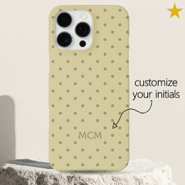 Classic Creamy Beige Custom Monogram Polka Dot iPhone 16 Pro Maxケース