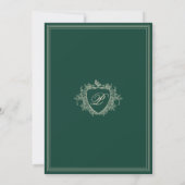 Classic crest monogram emerald green wedding 招待状 (裏面)