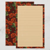 Classic Crimson Poppies Lined 便箋 (正面/裏面)