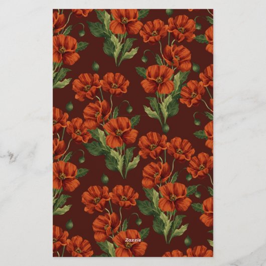 Classic Crimson Poppies Lined 便箋 (裏面)