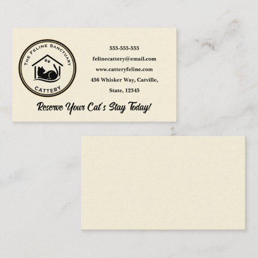 Classic Custom Cattery Business Card  名刺 (正面/裏面)