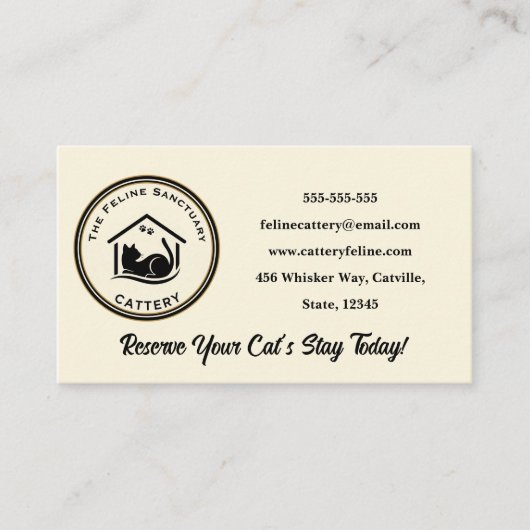 Classic Custom Cattery Business Card  名刺 (正面)